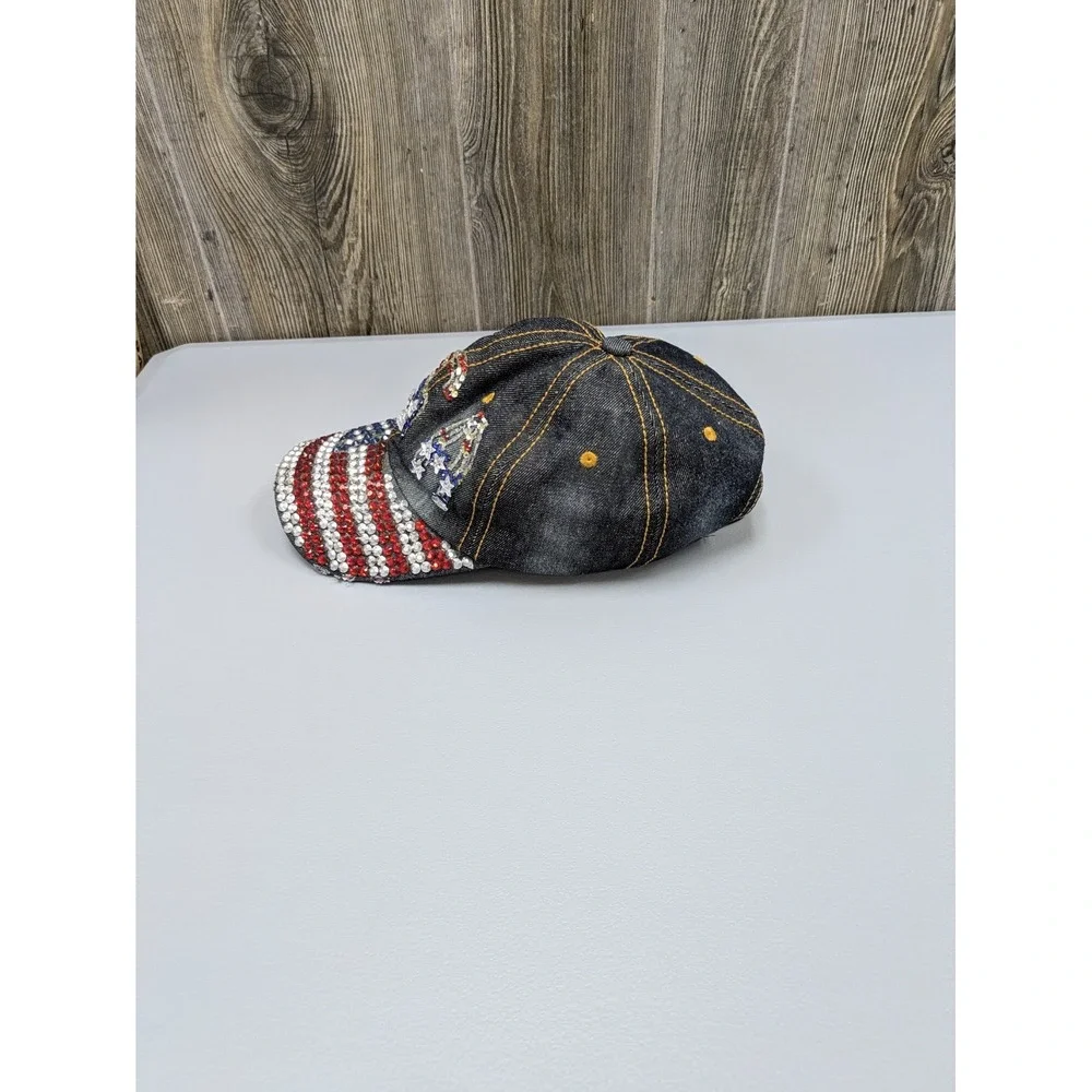 USA Hat Size 18 Adjustable America‎ Flag Patriotic Sequins Embellished